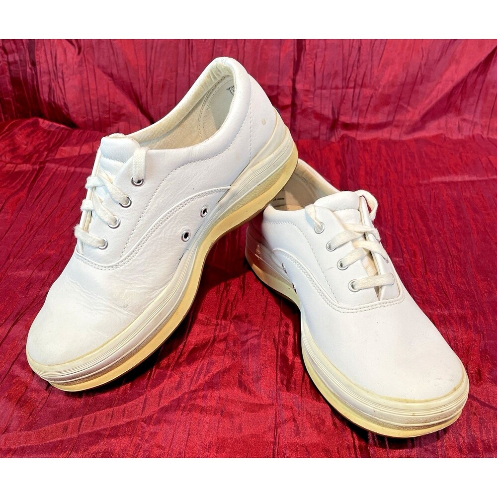 Womens KEDS Champion 4 Eyelet Lace up Snow White Leather Walking Shoes sz 6.5